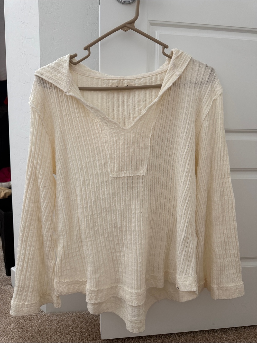 RIPCURL Cream Ribbed Long-Sleeve Hooded Top - Women's
